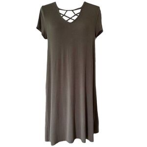 Mossimo Supply Co Green Swing Flowy Dress Crisscross Design on Chest Medium